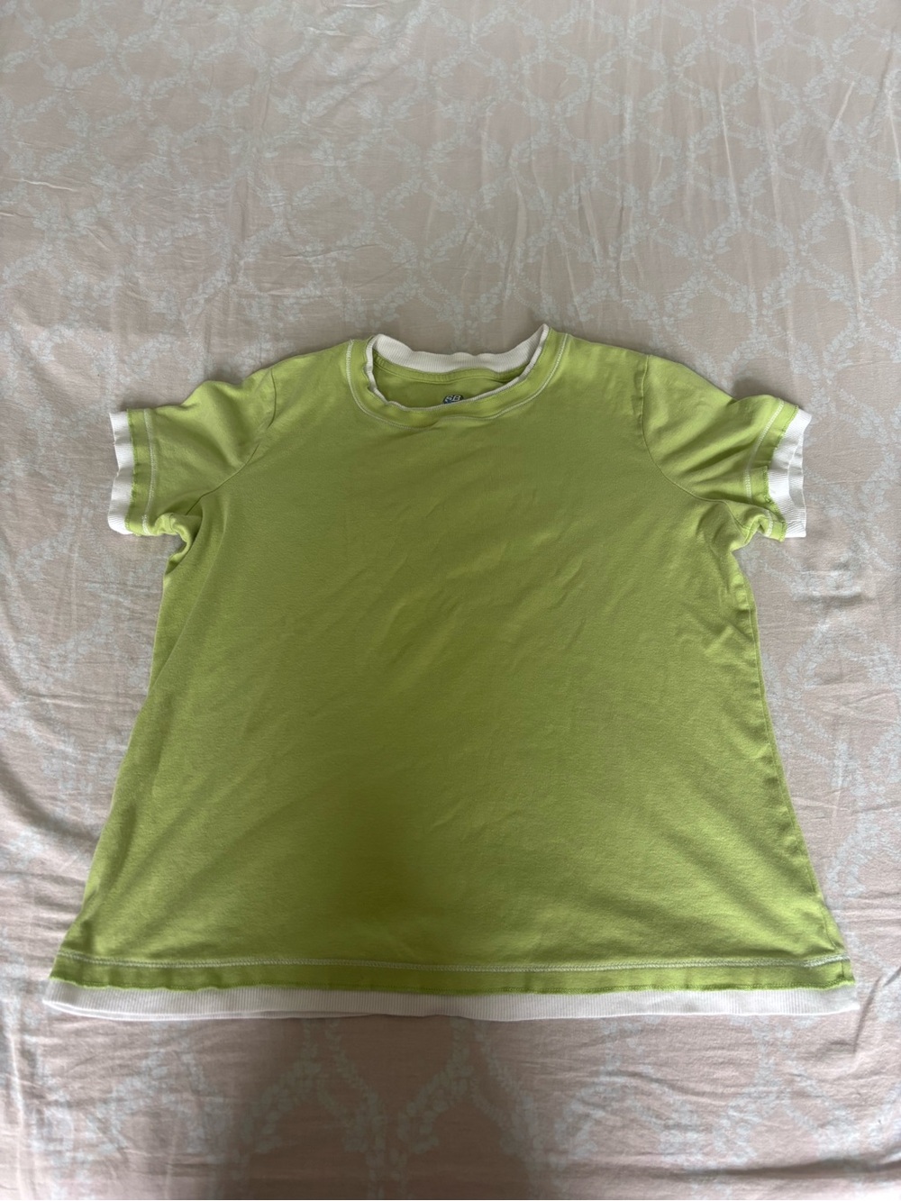 100% cotton Lime Green Layered Ringer Tee